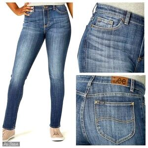 Lee Jeans Womens 8 Short Slim Fit Skinny Mid Rise Recycled Blue‎ Denim 29x26 NWT
